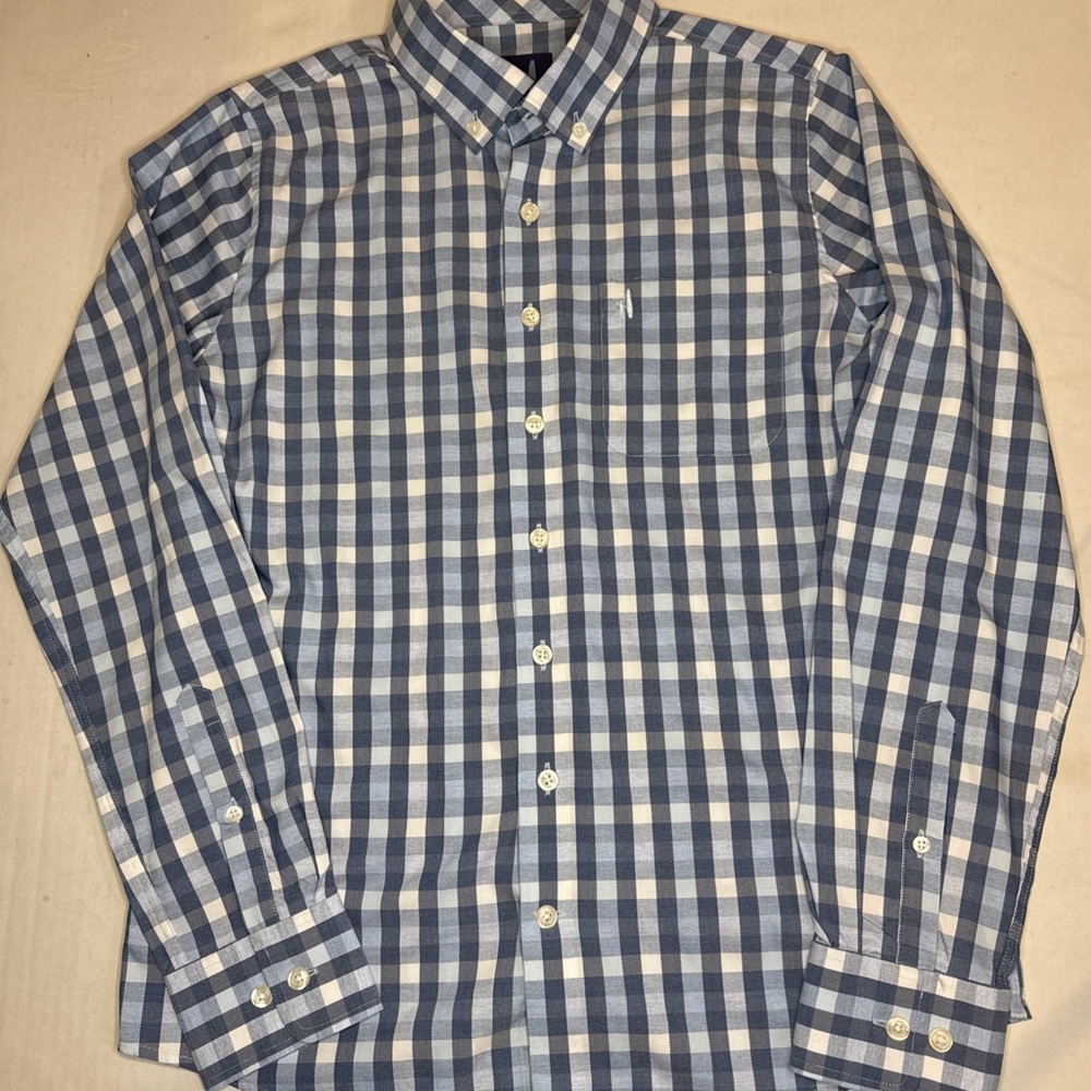 johnnie-O Blue and White Plaid Button Down Shirt - Picture 2 of 8